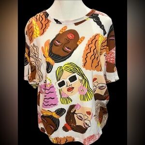 Zara Multicolor Graphic Short Sleeve Tee